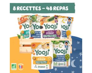 YOOJI Pack Spcial Pures Ecrases Bio - Midi et Soir - 40 Repas - Ds 8 mois