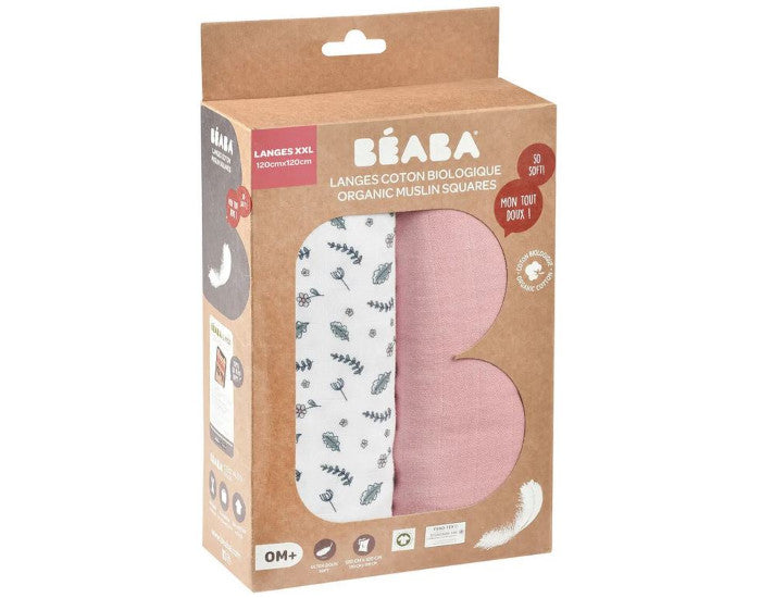 Maxi Langes en Coton bio - Boite de 2 - 120 x 120 cm