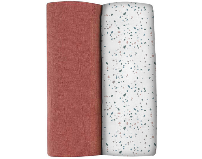 Langes XXL en Coton bio - Boite de 2 - 120 x 120 cm