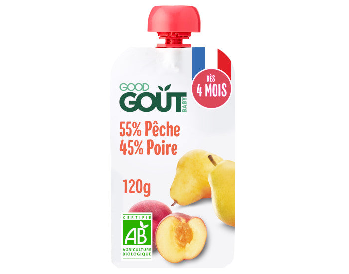 Gourde Pêche Poire - Purée Bébé 120g - Dès 4 Mois