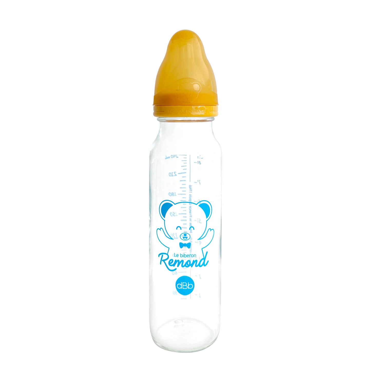 Biberon en Verre Régul'air 240ml - Tétine Silicone (Jaune Moutarde)
