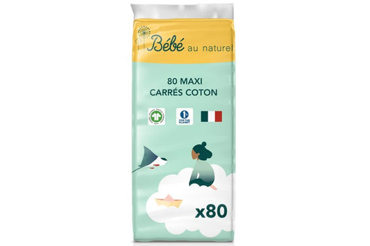 Maxi Carrés Coton Bébé - 100% Coton Bio 80 pièces
