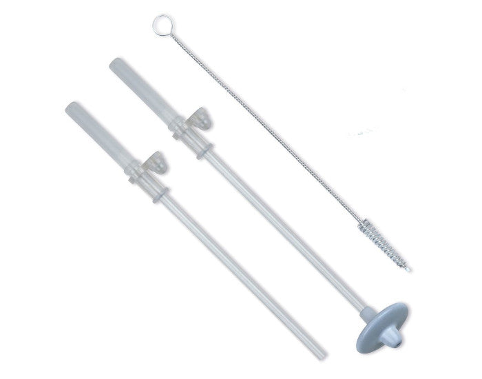 Lot de 4 brosses à paille en silicone de 6 mm + 8 mm de long, réutilisables, outil de lavage flexible pour paille en verre et métal (rouge, gris