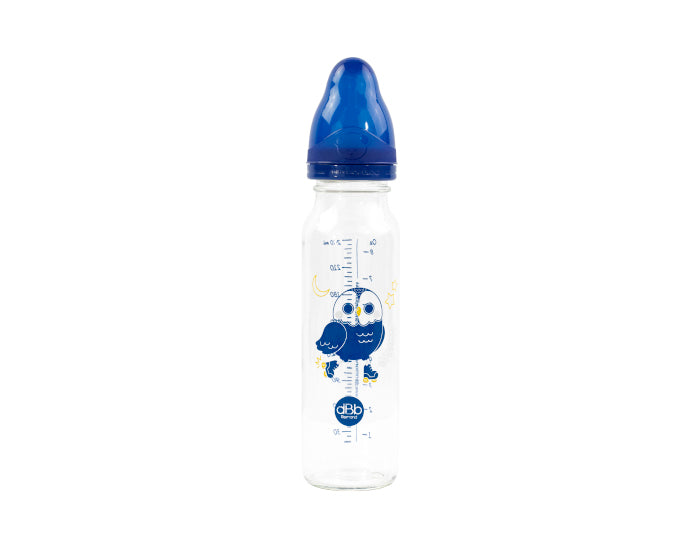 Biberon en Verre Régul'air 240ml Bleu Océan - Hibou - Tétine Silicone