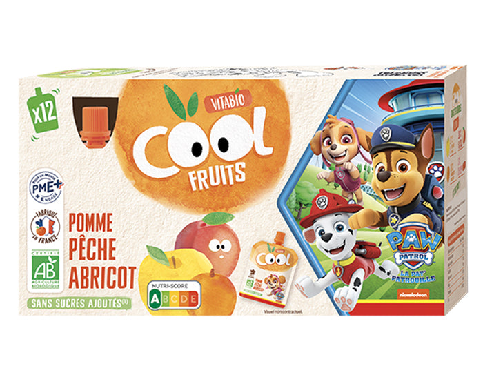Pack Famille Cool Fruits La Pat' Patrouille Pomme Pêche Abricot - 12x90g