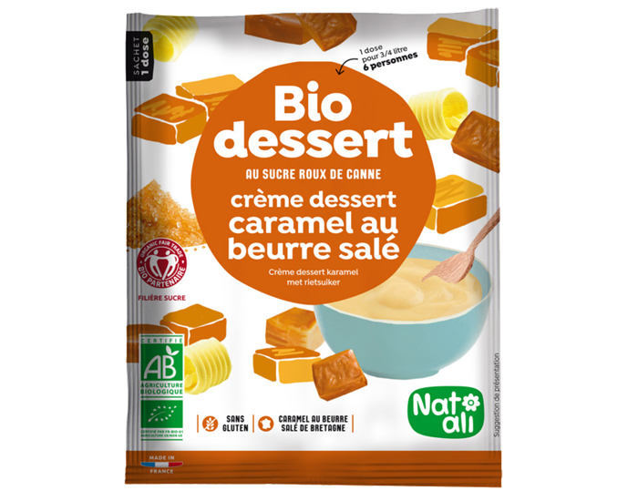 NAT-ALI Biodessert Crme Caramel au Beurre Sal - 60 g
