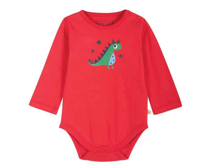 FRUGI Body Manches Courtes - Rouge Dinosaure