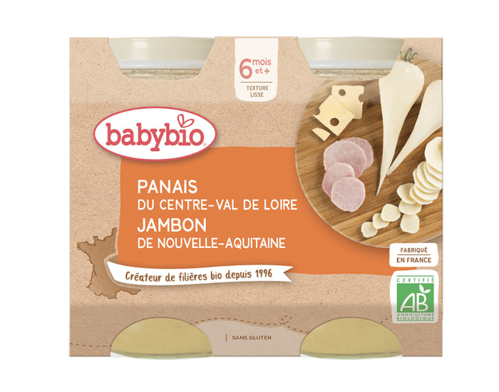 BABYBIO Petits Pots Menu du Jour - 2 x 200g - Ds 6 Mois Panais Jambon