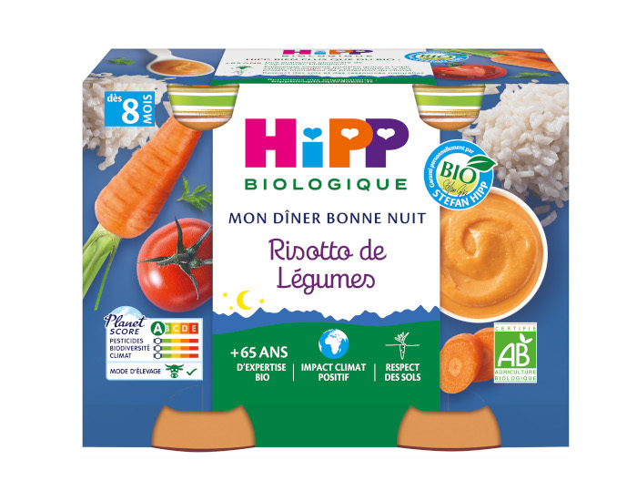 HIPP Mon Diner Bonne Nuit - 2 x 190 g  Gratin de Lasagnes au Cleri - 8M