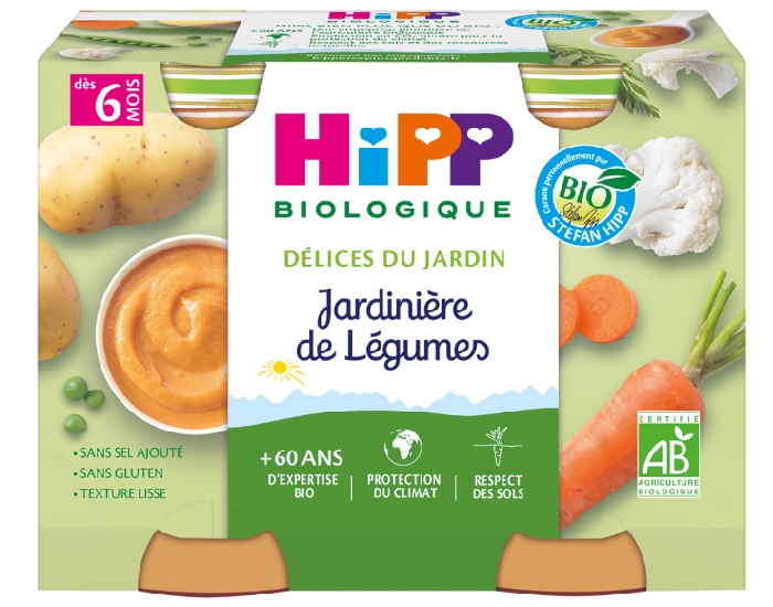 HIPP Dlices du Jardin - 2 x 190 g Jardinires de Lgumes - 6M