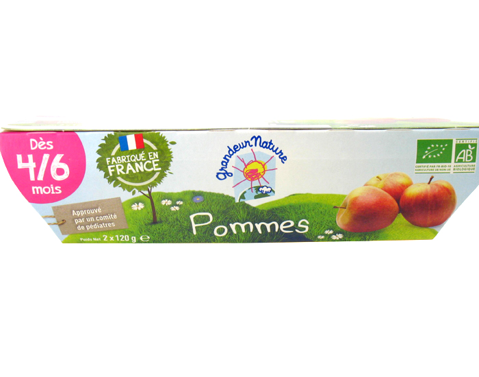 GRANDEUR NATURE Pure de Pomme - Ds 4-6 mois - 2 x 120 g
