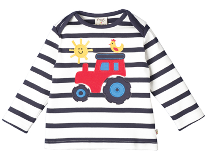 FRUGI T-Shirt Manches Longues  Rayures Marin - Tracteur