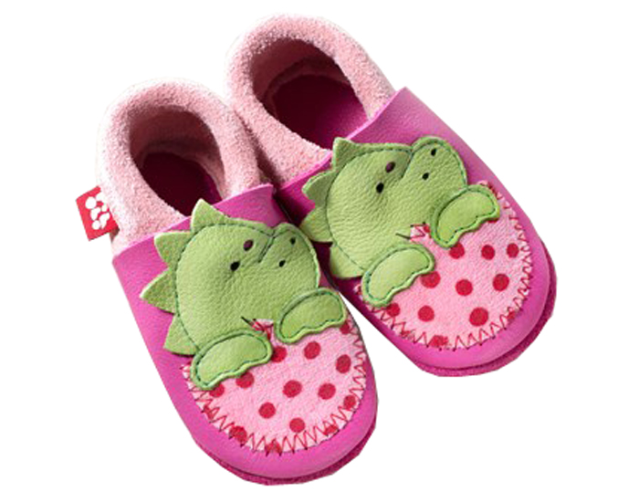 POLOLO Chaussons en Cuir - Dino - Rose