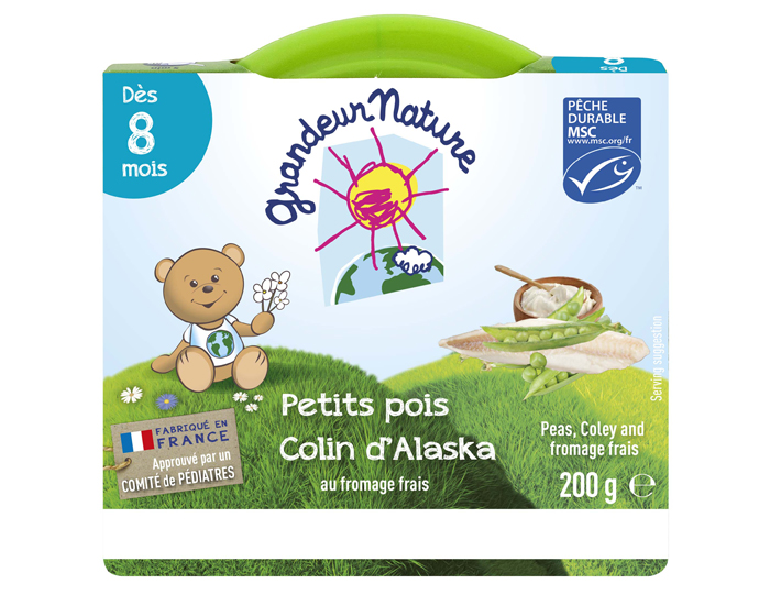 GRANDEUR NATURE Pure de Petits Pois et Colin d'Alaska - Ds 8 mois - 200 g