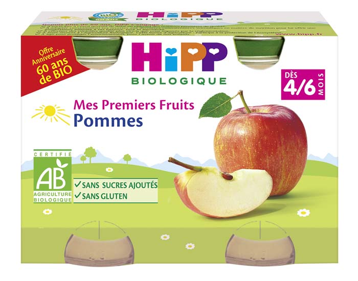 HIPP Mes Premiers Fruits - 2 x 125 g - Ds 4/6 mois