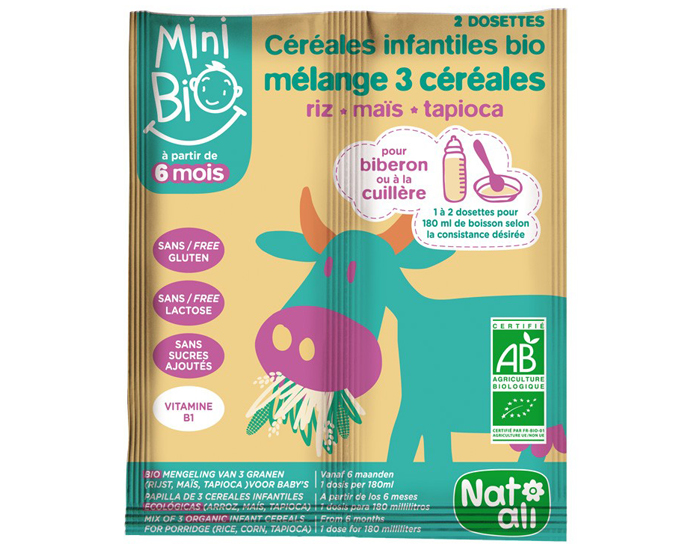 NAT-ALI Mini Bio Crales Infantiles Mlange 3 Crales - 2 x 9 g - Ds 6 mois