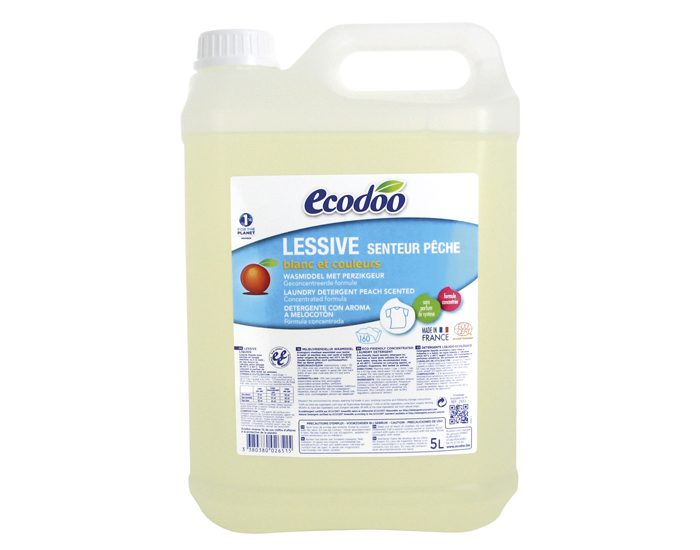ECODOO Lessive Blanc et Couleurs Liquide Ecologique - Senteur Pche 5L