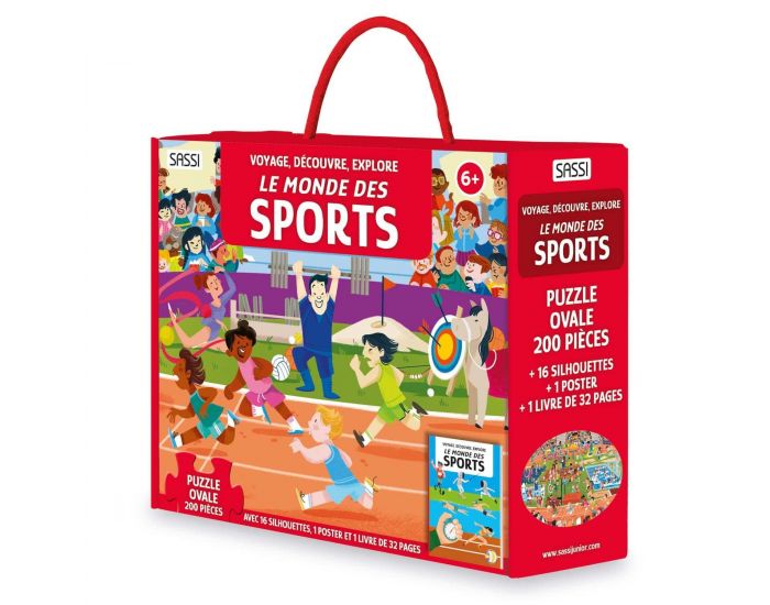 SASSI JUNIOR Puzzle & Livre - Voyage, Dcouvre, Explore : Le Monde des Sports - Ds 3 ans