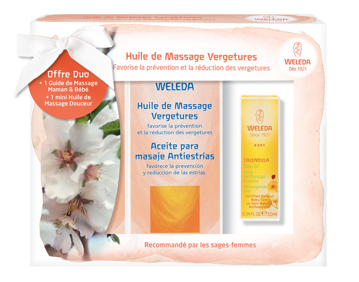 WELEDA Pack Duo Vergetures + 1 Huile de Massage + 1 Livre OFFERT