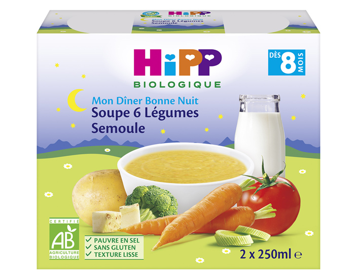 HIPP Soupes Bb en Briques - 2x250ml