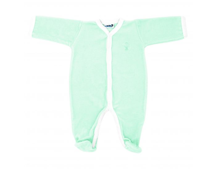 PREMIERS MOMENTS Pyjama Velours - 100% Coton Bio -  Menthe (1)