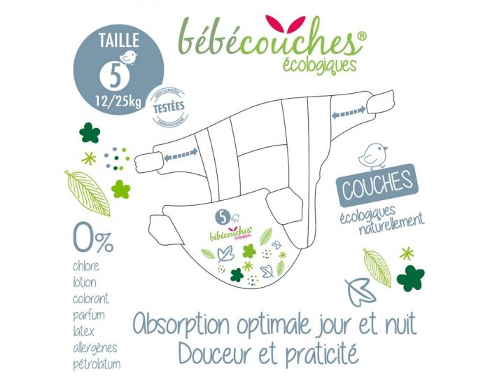 BBCOUCHES COLOGIQUES Couches Ecologiques T5 / 12-25kg / 54 couches (5)