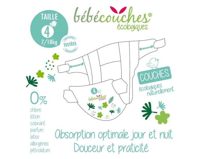 BBCOUCHES COLOGIQUES Couches Ecologiques T4 / 7-18kg / 180 couches (1)
