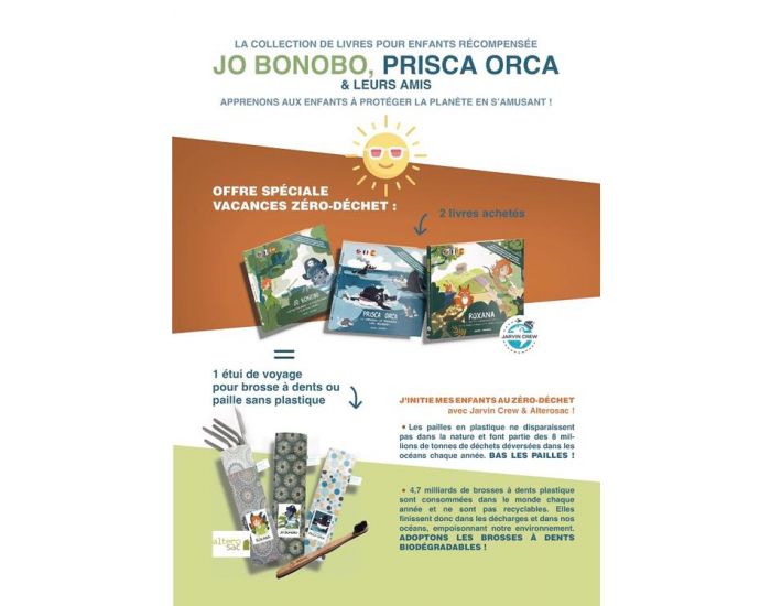 JARVIN CREW Lot de 2 livres Jo Bonobo + Prisca Orca (1)