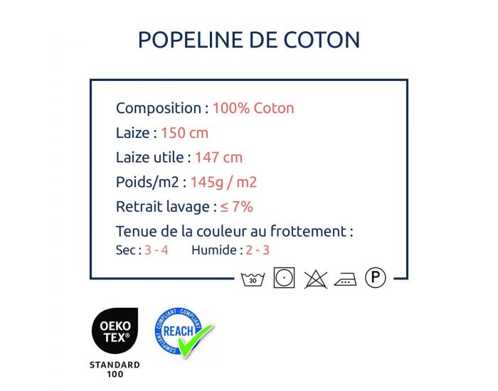CRAFT LOOM Coupon de Tissu - Popeline de Coton - Tailles Sur-mesure - Ecru (2)