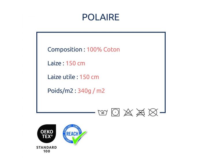 CRAFT LOOM Coupon de Tissu Polaire - de 100% Coton - Tailles Sur-mesure - Ecru (2)