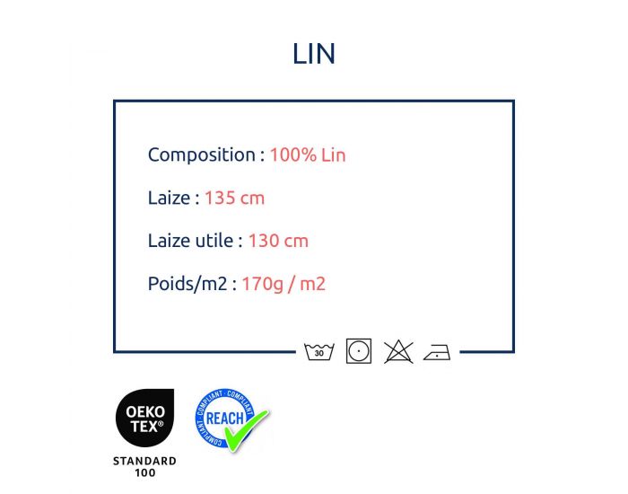CRAFT LOOM Coupon de Tissu - en 100% Lin Lav - Tailles Sur-mesure - Beige (2)