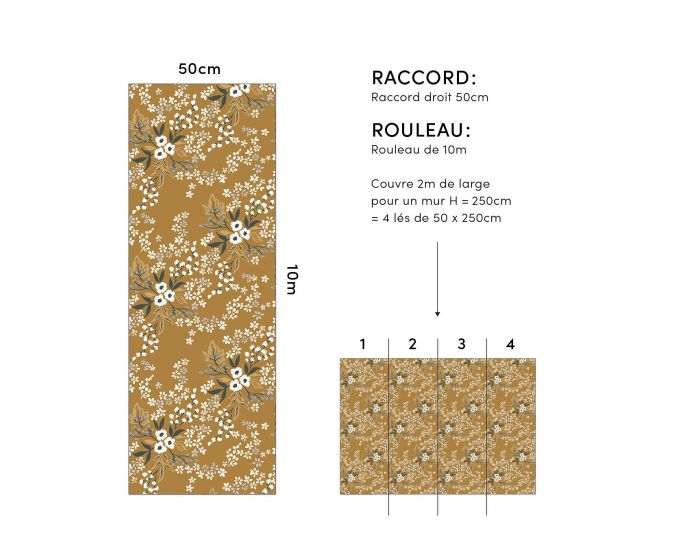 LILIPINSO Papier Peint - Braylynn - Floral - Jaune fonc Rouleau 10 m (3)