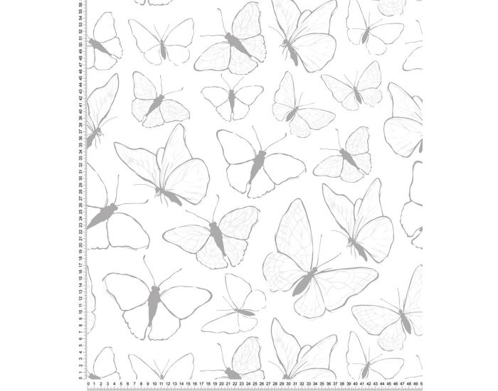 LILIPINSO Papier Peint - Picnic Day - Papillons - Bleu Gris Rouleau 10 m (2)