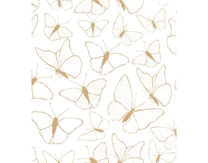 LILIPINSO Papier Peint - Picnic Day - Papillons - Moutarde Rouleau 10 m (1)