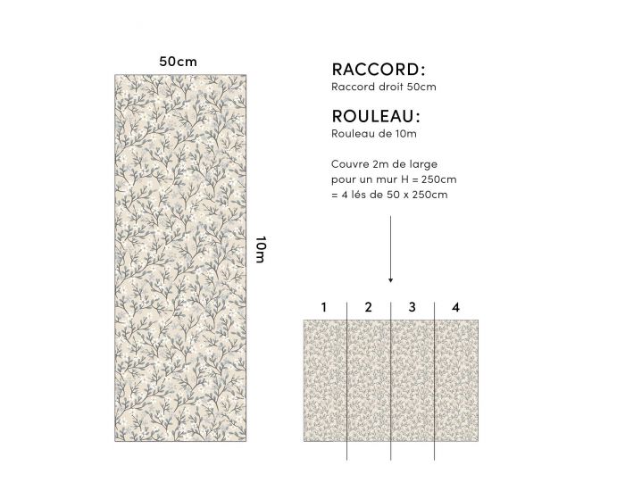LILIPINSO Papier Peint - Braylynn - Fleurs - Beige Rouleau 10 m (3)