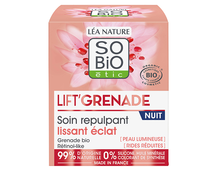 SO'BIO ETIC Soin Repulpant Lissant Eclat Nuit - Lift'Grenade - 50 ml (1)