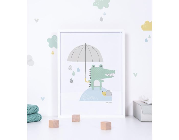 LILIPINSO - Affiche Seule - Smile It's Raining - Crocodile et son Parapluie  (2)