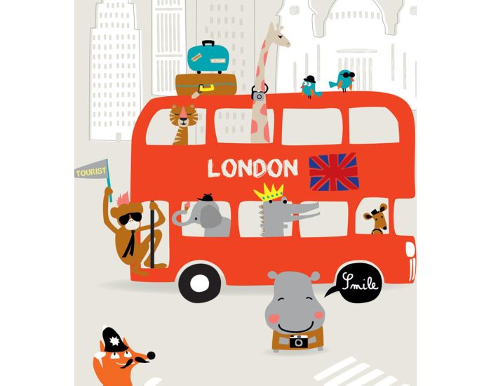 LILIPINSO Affiche Seule - Bus Londonien et Animaux - London (1)