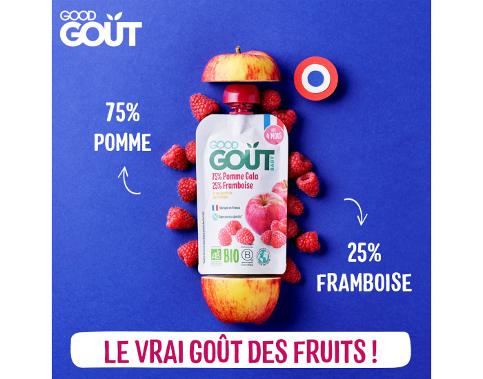 GOOD GOUT Gourde Pomme Framboise - Pure Bb 120 g - Ds 4 mois (1)