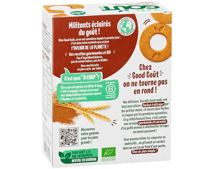 GOOD GOUT Biscuits Tout Ronds Cacao - 80g - Ds 10 mois (1)