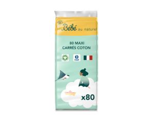 BEBE AU NATUREL Maxi Carrs Coton Bb - 100% Coton Bio - 80 Units A l'unit
