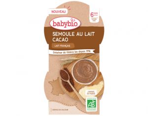 BABYBIO Bols Lacts Semoule au Lait - 2 x 100 g - Ds 8 mois Cacao