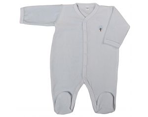 EVEIL ET NATURE Pyjama Velours Coton Bio - Bleu 1 mois