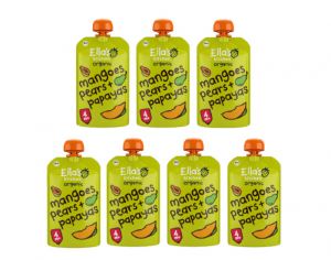 ELLA'S KITCHEN Lot de 7 Gourdes Mangue Poire Papaye - 120 g - Ds 4 mois