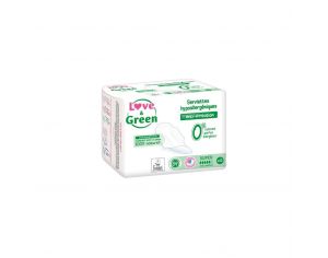 LOVE & GREEN Serviettes Hypoallergniques Anti-irritation - Super - Paquet de 12