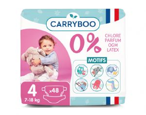 CARRYBOO Couches cologiques Non Irritantes T4 / 7-18 kg / 48 couches