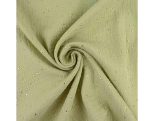 CRAFT LOOM Tissu Double Gaze de Coton - Tailles au Mtre - Pois Or Glitter 