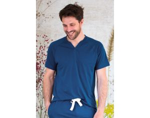 KADOLIS Haut de Pyjama - Homme - en Coton Bio et TENCEL - Sonora - Bleu nuit
