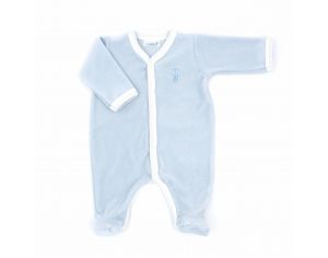 PREMIERS MOMENTS Pyjama Velours 100% Coton bio -  Azur 3 mois