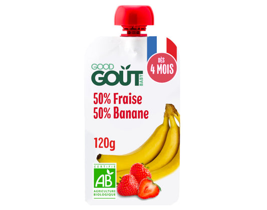 Gourde Fraise et Banane - Purée Bébé 120g - Dès 4 Mois